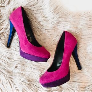Multicolor Platform Heels